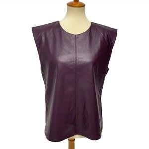 Calvin Klein women's top Faux leather purple sleeveless size M